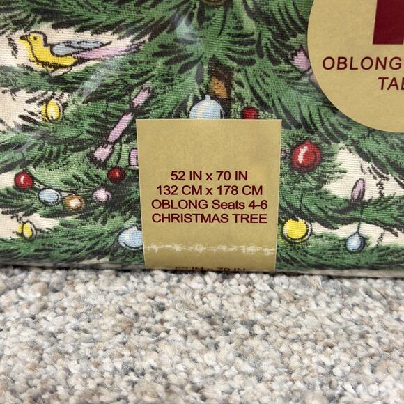 Spode Christmas Tree Fabric Tablecloth 52 X 70 Oblong Seats 4-6 New Holiday - Picture 2 of 4